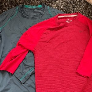 Nike pro AND Nike Dri fit bundle deal red and blue long sleeved and 3/4 sleeved